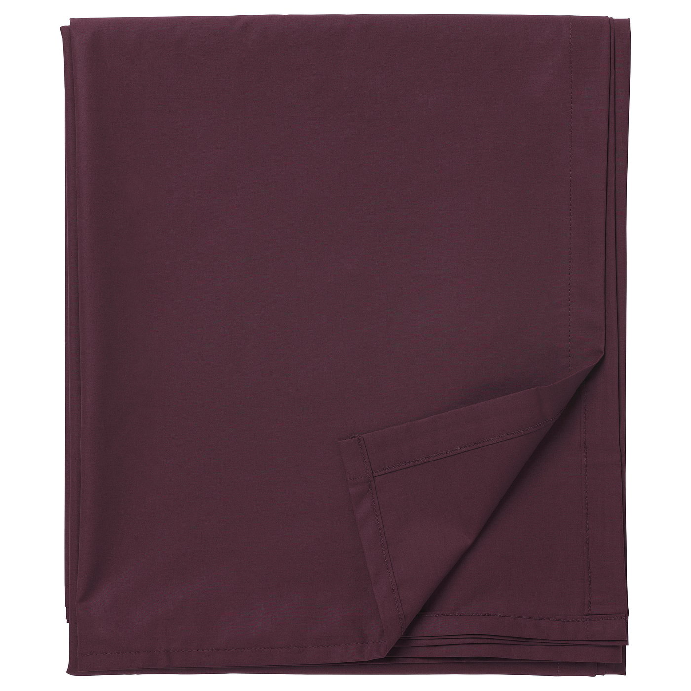 Burgundy ULLVIDE bed sheet, rectangular, crisp percale weave, 85% cotton, 15% lyocell.