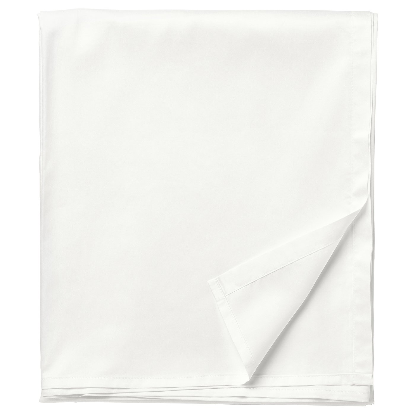 White ULLVIDE fitted sheet, rectangular, made of breathable cotton and lyocell blend, designed for beds 160-180 cm wide.