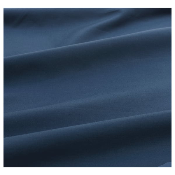 Dark blue fabric, smooth texture, high-quality weave, crisp appearance.