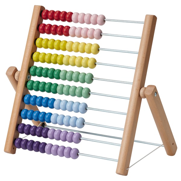 UNDERHÅLLA colourful bead abacus, wooden frame, multi-colored beads, educational tool for maths.