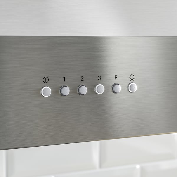 Control panel for UPPFRISKANDE hood featuring power, speed settings, and light functions.