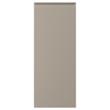 Beige kitchen cabinet door with recessed handles. Rectangular, flat, sleek design.