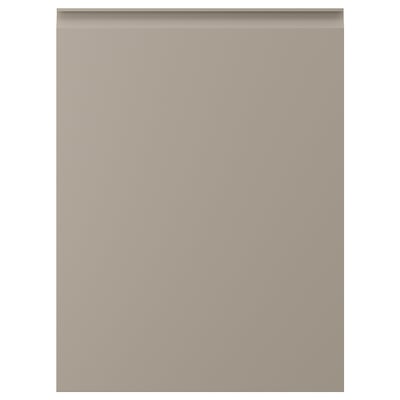 UPPLÖV beige kitchen cabinet with sleek, integrated handles, chamfered edges.