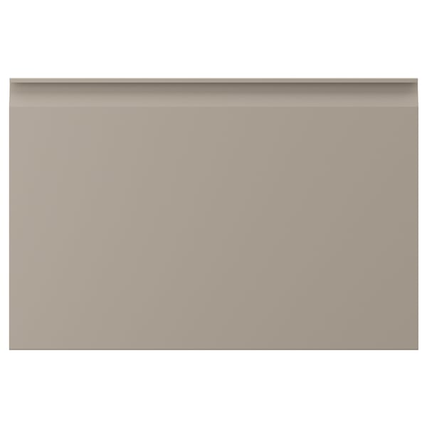 UPPLÖV beige kitchen cabinet with sleek edges and integrated handles.