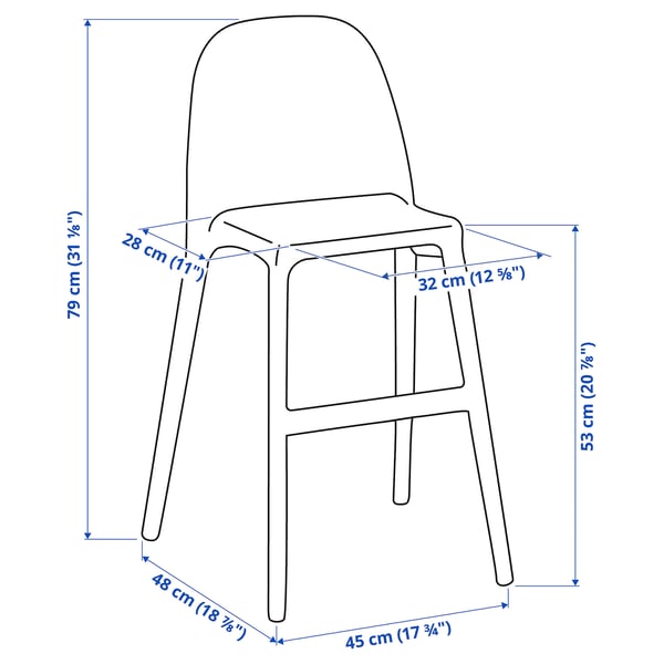 Illustration with measurements for the product: URBAN.