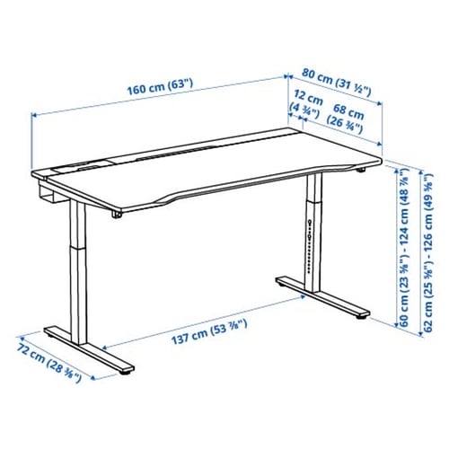 Illustration with measurements for the product: UTMANING.