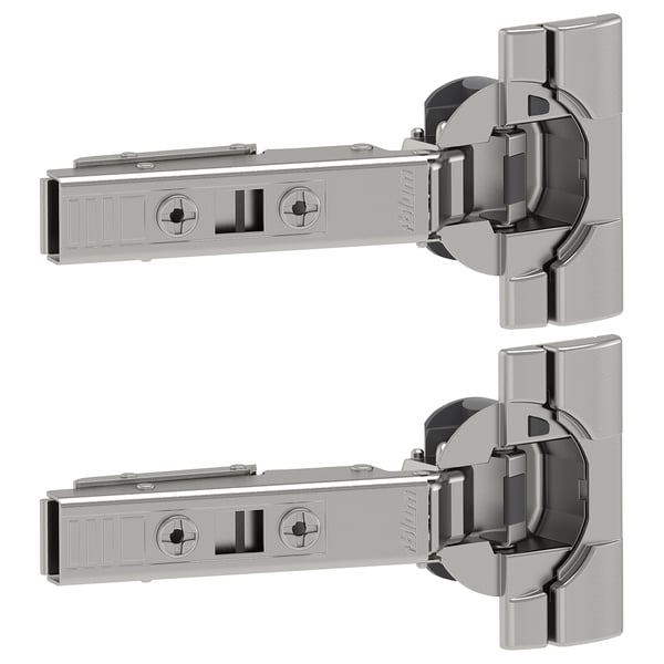 Silver UTRUSTA hinges with damper, adjustable.