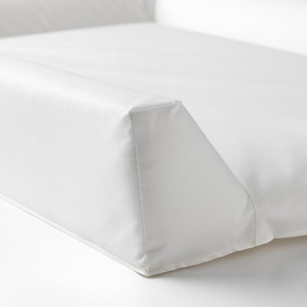 White baby changing mat with soft, wipe-clean surface and raised edges for safety. High-quality, durable.