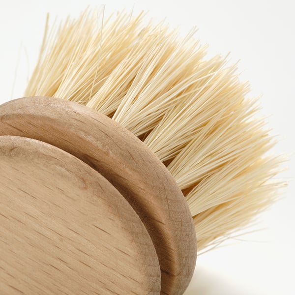 Natural bristle brush with agave & wood, eco-friendly.