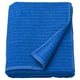 Folded bright blue VÅGSJÖN towel with stripe pattern and terry texture.