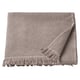 VALLASÅN towel: light grey-brown, waffle-textured, cotton/viscose blend with fringe edges.