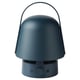 Blue VAPPEBY speaker-lamp with handle, combines audio and lighting for outdoor use.