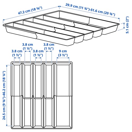 VARIERA Cutlery tray, adjustable, 30-52x47 cm