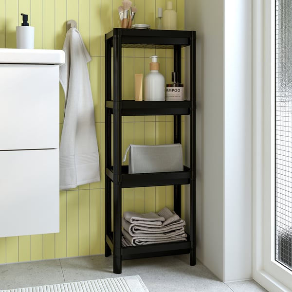VESKEN Shelf unit, black, 37x23x101 cm