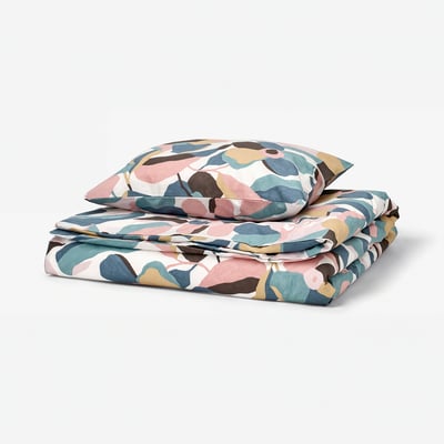 VIDEOXBÄR Duvet cover and pillowcase, white/multicolour, 150x200/50x60 cm