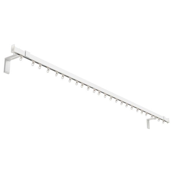 VIDGA silver curtain rod, sleek and modern, holds single-layer curtains, wall-mounted, shallow l-brackets, adjustable length.