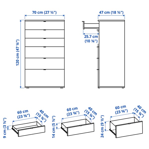 Illustration with measurements for the product: VIHALS.