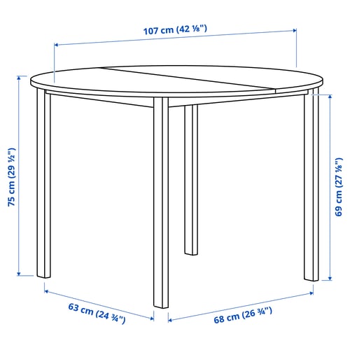 Illustration with measurements for the product: VIHALS.