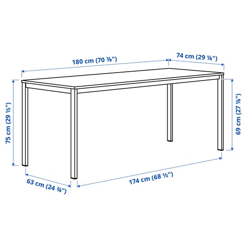 Illustration with measurements for the product: VIHALS.
