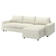 VIMLE 3-seat sofa-bed with chaise longue, with wide armrests/Gunnared beige