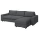 Grey u-shaped VIMLE sleeper sofa with dark legs, sturdy, modern design.