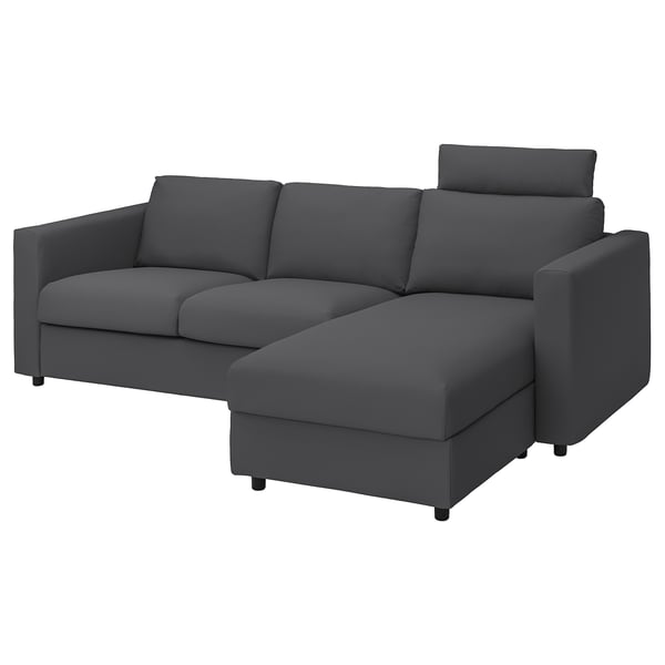 VIMLE gray sectional sofa, modern design with removable cushions and storage.