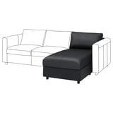 A VIMLE sofa in grey leather with a storage chaise. It a modern design with clean lines and supportive cushions.