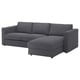 VIMLE sectional sofa, dark grey, fabric, corner shape, modern.