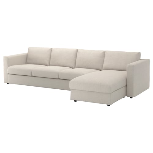 A light beige VIMLE modular sofa with a chaise lounge, featuring a sleek design and cushioned comfort.
