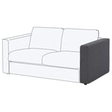 VIMLE sofa: modern, boxy shape with light-colored seat, dark-grey back, and arms; removable, machine-washable fabric cover.