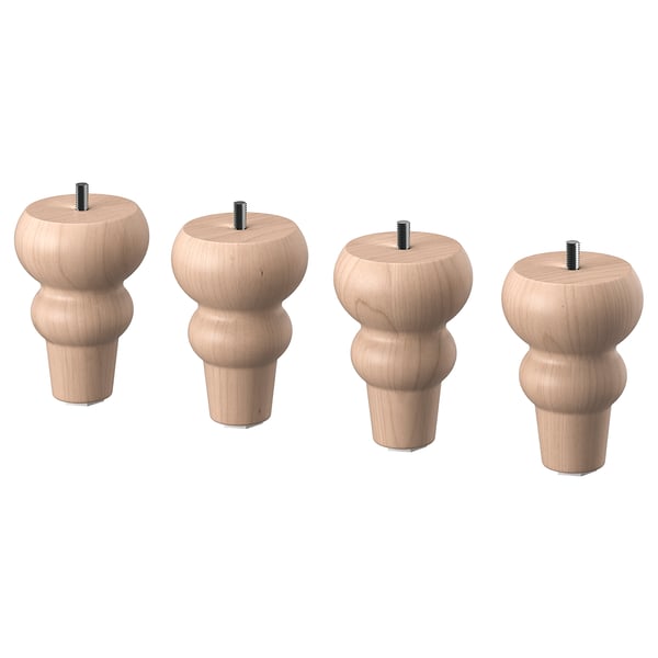 Four identical VISKAFORS light brown, curved wooden legs with screws, arranged in a line.