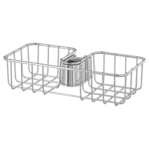VOXNAN wire baskets, chrome-plated, rectangular, 2-compartment, hanging design. Durable, stainless steel, for bathroom organisation.