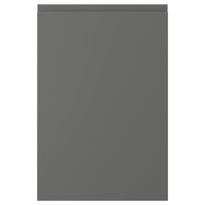 Grey VOXTORP cabinet door, sleek design with integrated handles.