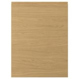 VOXTORP oak-like, smooth door, square shape, with integrated handles.