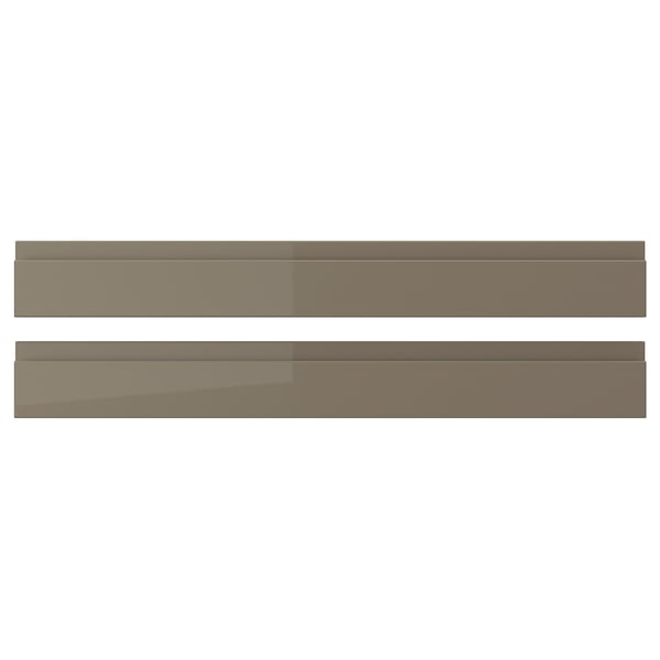 VOXTORP drawer fronts, dark grey-brown, high gloss, sleek design, with integrated handles, easy-care finish.