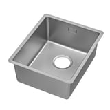 A VRESJÖN kitchen sink. Its stainless steel, sleek, and slim with small radius corners for better pan space. Its heat and stain-resistant.