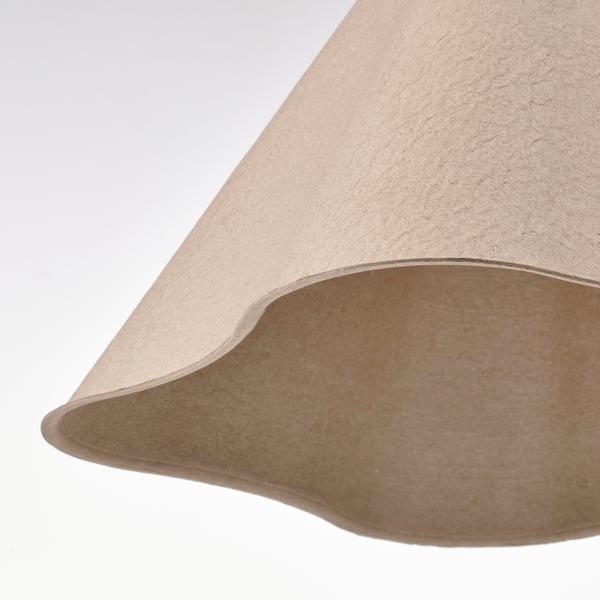 Folded paper shade pendant lamp, natural texture, off-centered angle, showcasing craftsmanship.