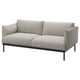 Moderni pilka sofa ÄPPLARYD, aptakaus dizaino su plonomis metalinėmis kojomis.