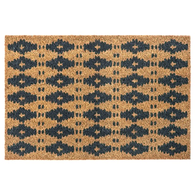 BETALVÄG durų kilimėlis, smėlio ir juodos spalvos, kokoso pluoštas, stačiakampis, geometrinis raštas.