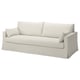HYLTARP sofa, šviesiai smėlio spalvos, patogios pagalvėlės, švarios linijos, minkštos.