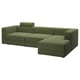Žalia JÄTTEBO modulinė sofa, modernaus dizaino, minkštos pagalvėlės, su daiktadėže.