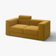 Garstyčių JÄTTEBO modulinė sofa, geltona, velvetas, kvadratinė, su giliomis sėdynėmis, galvos atramomis.