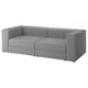 Moderni pilka sofa, paprastos švarios linijos, sušvelnintas komfortas, modulinis dizainas.
