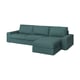 Teal KIVIK sekcijinė sofa, modernaus dizaino su nuimamomis rankomis, gilia sėdyne ir minkštomis pagalvėlėmis.