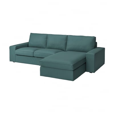 Teal KIVIK sekcijinė sofa, modernios, gilios sėdynės, nuimami porankiai, poliesteris.