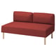 Tai vaizdas LILLEHEM modulinė sofa rūdžių raudonos spalvos, su moderniu, švariu pamušalu, palaikoma medinėmis kojomis.