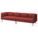 Moderni raudona modulinė sofa LILLEHEM su švariomis linijomis ir metalinėmis kojomis, puikiai tinkanti įvairioms erdvėms.