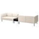 Smėlio spalvos LILLEHEM modulinė sofa su aptakiu, moderniu dizainu. Jis valo linijas, minimalistines pagalvėles ir tvirtas juodas kojas.