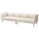 Šiame paveikslėlyje parodyta kreminės spalvos LILLEHEM modulinė sofa su minimalistiniu dizainu ir metalinėmis kojomis, idealiai tinkanti universaliam naudojimui namuose ar biure.