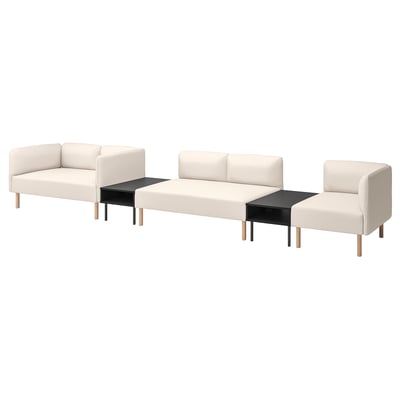 Trijų dalių LILLEHEM smėlio spalvos modulinė sofa, modernus minimalistinis dizainas, lengvai prižiūrimas audinys, patvarios ir ekologiškos medžiagos.